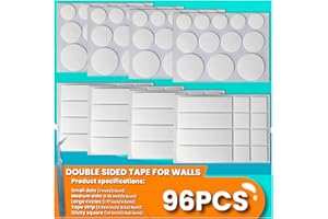 Tikfoam 96pcs Double Sided Tape Heavy Duty, Removable Mounting Dots Adhesive Strips, No Residue Multipurpose Tape for Picture, Poster, Art Craft, Decoration, Party Supplies