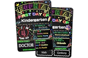 MULTIWINS 2 Packs First and Last Day of School Board, 12" X 9.85" Double-Sided Last Day of School, Reusable First Day of School Board, Back to School Supplies of Preschool, Pre-K, Kindergarten, and 1st Grades