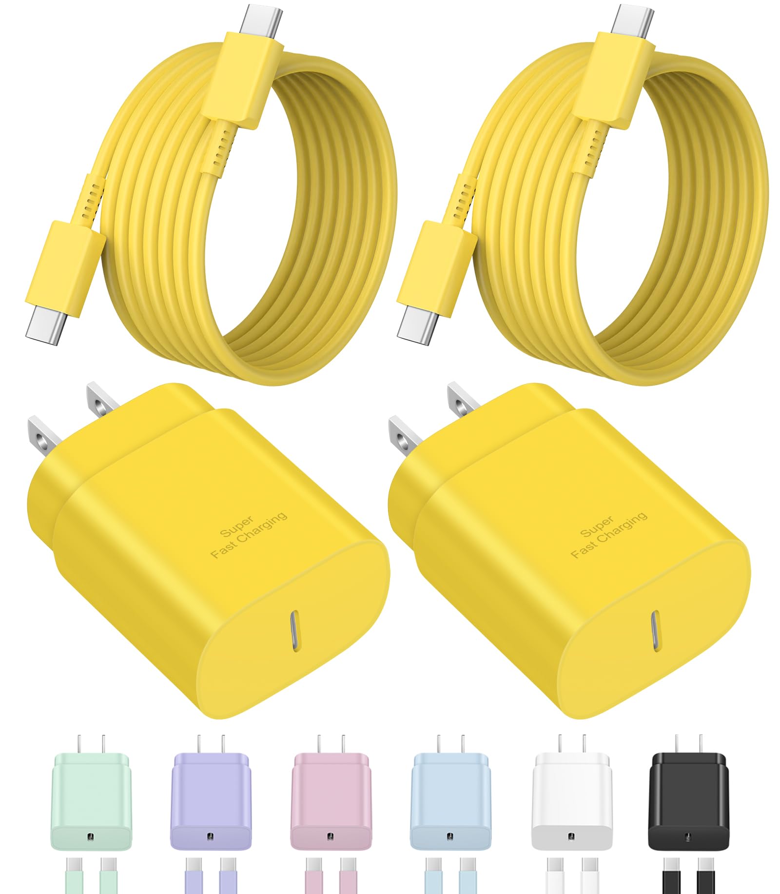Type C Charger Fast Charging USBC Charger Block 25W Super Fast Wall Chargers for Galaxy S25 S24 S23 S22 S21/S21 Ultra/S20/S20 Ultra/Note 20 Ultra,Android Chargers(Yellow)