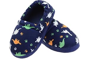 LA PLAGE Dinosaur Slippers for Boys Non Slip Little Kid Slippers for Kid with Memory Foam