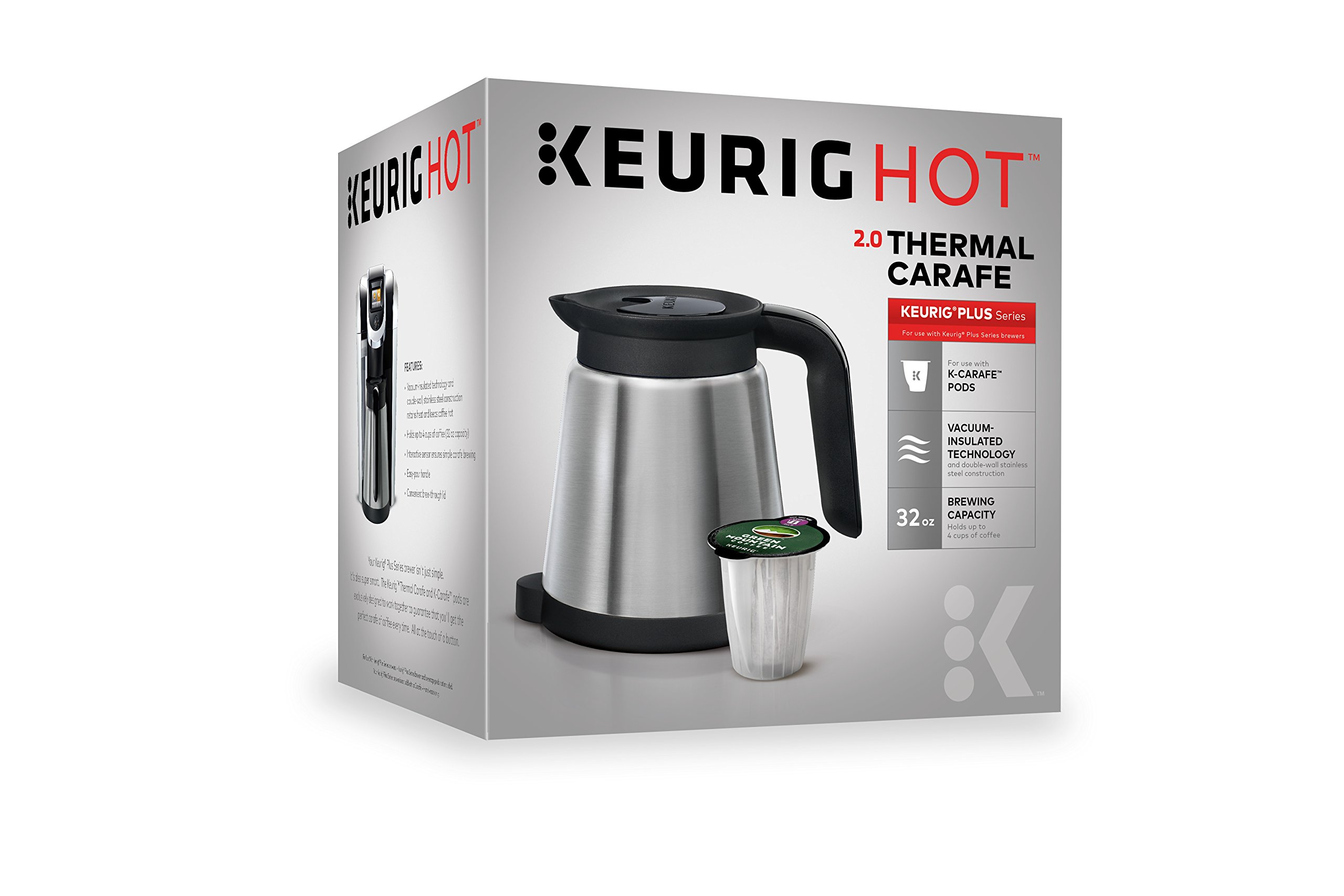 Keurig 2.0 Thermal Carafe, 32oz DoubleWalled, VacuumInsulated