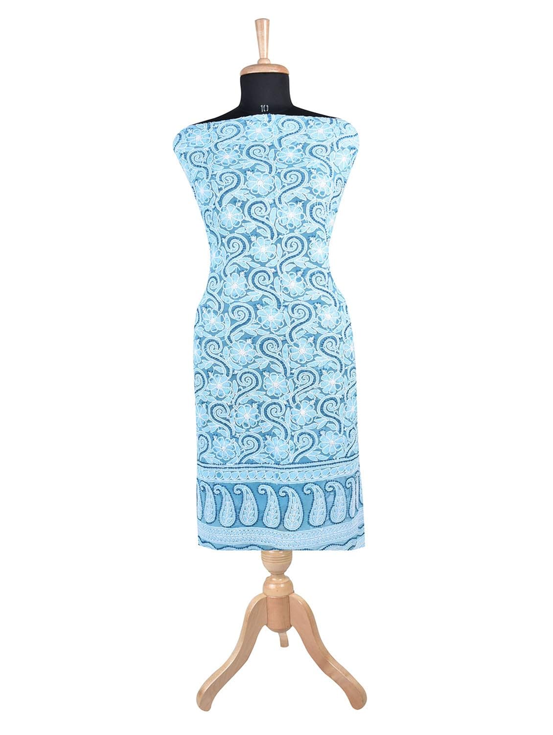 sky blue embroidered dress