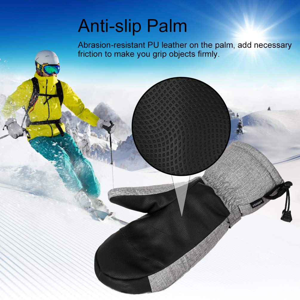Vbiger Ski Handschuhe Warme Winter Handschuhe Lässige Outdoor Sports Handschuh Verdickte Kalt Wetter Handschuhe Winddichte Winter Snowboard Handschuhe für Männer und Frauen, Grau