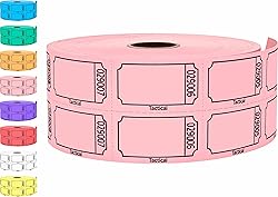 Tacticai 1000 Raffle Tickets, Blank, Pink