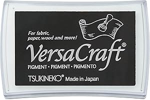Tsukineko Full-Size VersaCraft Fabric and Home Decor Crafting Pigment Inkpad, Real Black