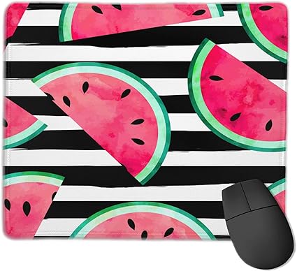 Amazon フルーティーな水彩絵の具テクスチャードスイカピースストライプマウスパッドステッチエッジでカスタマイズ ゲーム作業用の滑り止めラバーベース11 8 X9 8インチ 25 X 30cm 明るい光 マウスパッド 通販