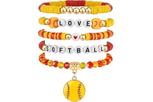 Trinckle Sports Bracelets for Women,Soccer Softball Bracelet for Girls Stackable Beaded Bracelets as Game Day Team Gifts,Soccer Mom Christmas Ornaments Senior Night Gifts Sports Fan Stuff Accessories