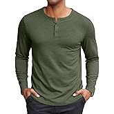 COOFANDY Henley Shirts for Men Long Sleeve T Shirts Textured Casual Stretch Fashion Pullover Lightweight Fall Tops
