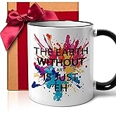 ZWV The Earth Without Art is Just Eh Two-Tone Black Mug, Art Teacher Appreciation Gifts, Funny Coffee Mug 11 Oz, Christmas Birthday Gift for Artists Teachers, Students mug for artists;