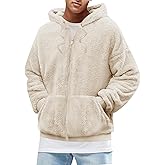 Karlywindow Men's Fuzzy Sherpa Athletic Hoodie Heavyweight Fleece Jacket Zip Up Hooded Sweatshirt Sports Coat