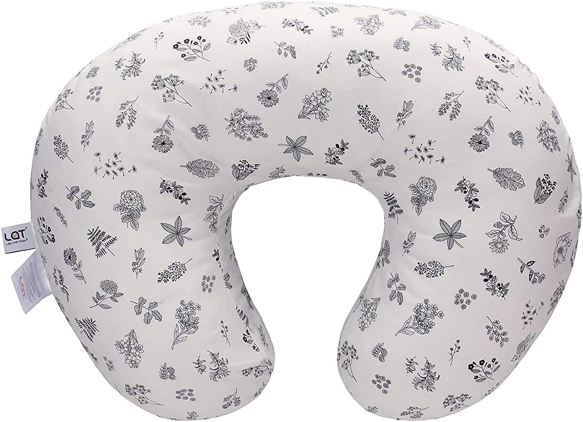 LAT Nursing Pillow and Positioner,Best for Mom Breastfeeding Pillow,100% Cotton Soft Fits Snug On Infant (Plant)