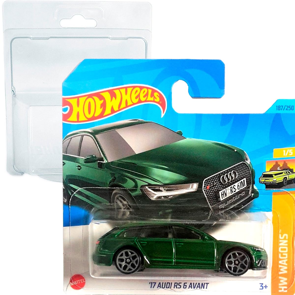 Hot Wheels '17 Audi RS 6 Avant HW Wagons 1/5 (187/250) HKH69 Short Card Mattel 2023 + Blister & Card Protector Pack Friki Monkey