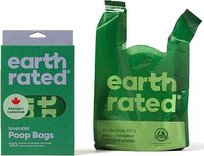 Earth Rated Dog Poo Bags with Handles Lavender Scented Leakproof 120 Bags