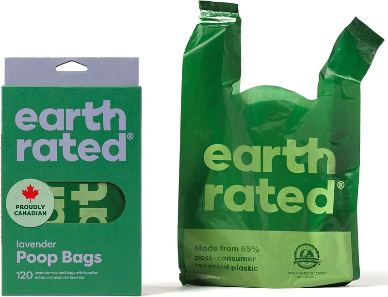 Earth Rated Dog Poo Bags with Handles Lavender Scented Leakproof 120 Bags