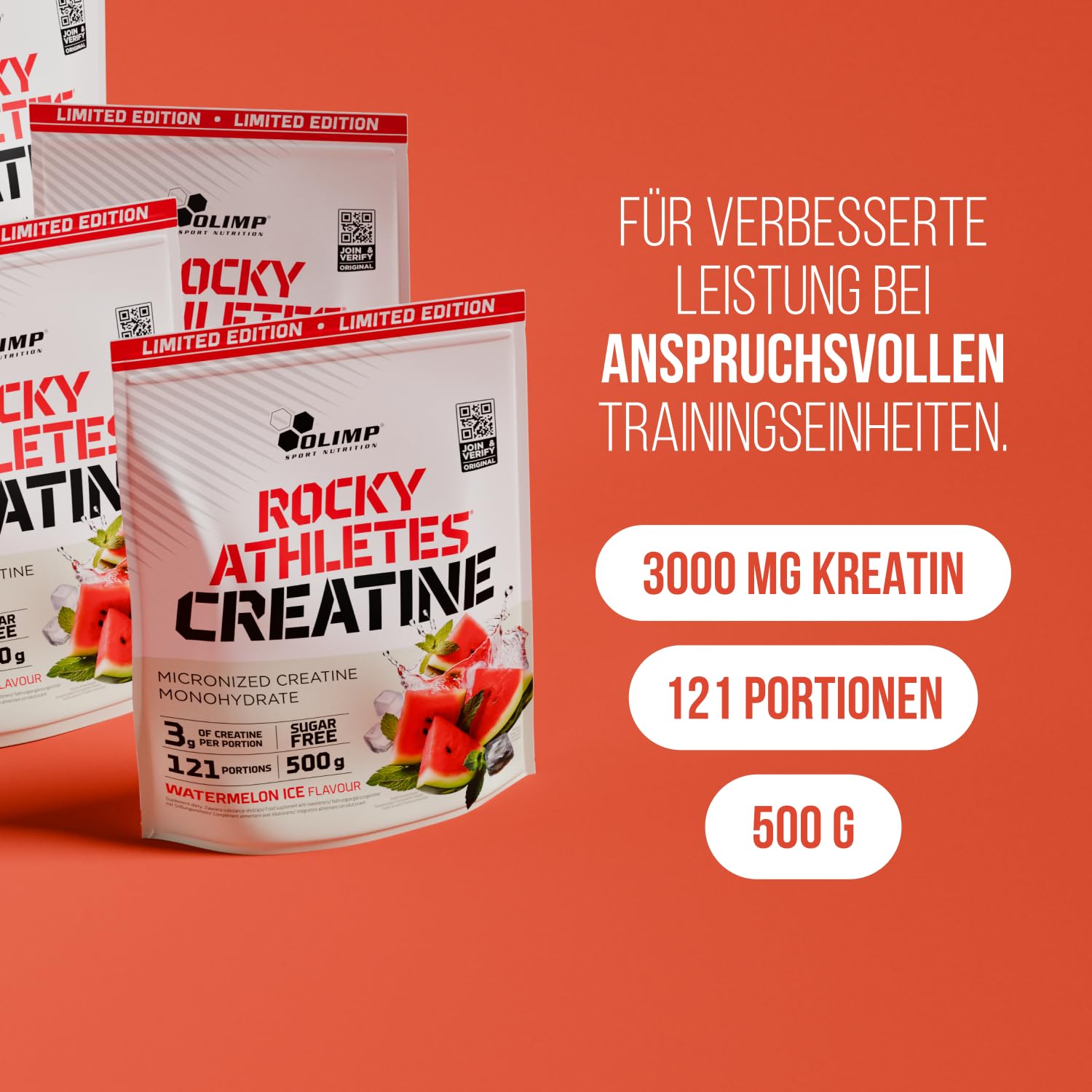Olimp Rocky Athletes® Creatine - 500 g, Watermelon Ice - Creatine Monohydrate Pulver - Booster pre Workout 4