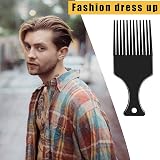 Lanjue 3 Sizes Afro Combs Set Black Plastic Hair Comb Wide Tooth Pick view 5
