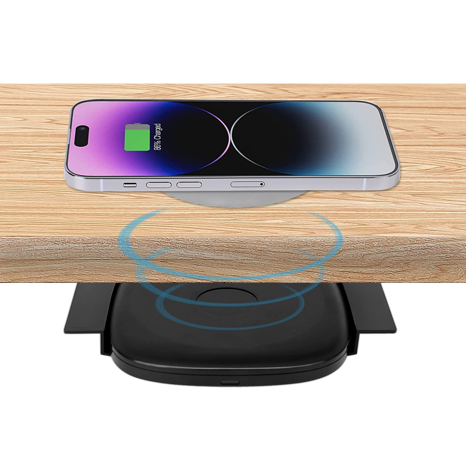 Photo 1 of 1.57"(40mm) NiiTTER Invisible Wireless Charger, Under Desk Wireless Charger, Under Counter Charging for iPhone 17/16/15/14/13/12/ Samsung Galaxy S25/S24/S23/S22/S21(Adapter Included)