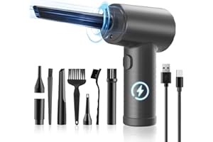 TAYKOO Compressed Air Duster 12-in-1 for Computers Cars Keyboard Cleaner 3 Speeds Adjustable Electric Dust-Off Air Blower Cordless Air Dusters 100000RPM for Office Pet House Grey