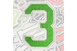AXEN 3.1inch Iron On Numbers Patches, Embroidered Numbers Patches Letterman Applique for Clothes, Jacket, Dress, Hat, DIY Accessories, Green 3