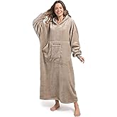 FUSSEDA Oversized Wearable Blanket Sweatshirt, Thick Warm Fleece Cozy Sherpa Hooded with Pockets and Sleeves Gift for Adult