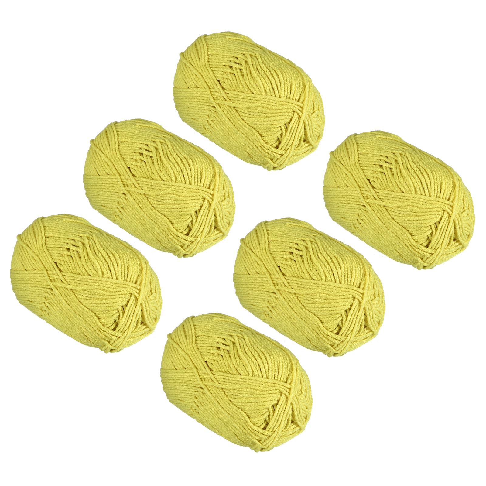 METALLIXITY Acrylic Yarn(50g/1.76oz) 6Pcs, Acrylic Soft Crochet Yarns, Yellow-Green