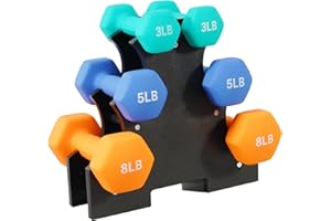 Fitvids Colored Neoprene Dumbbell Set with Rack, Multiple Weight Options, 20LBS, 32LBS, 50LBS and 56LBS Sets
