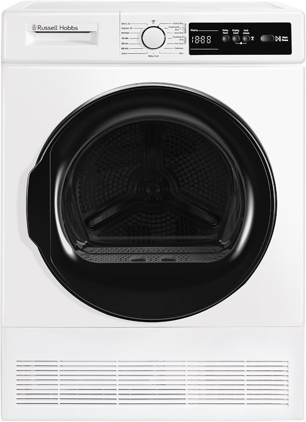 Russell Hobbs Freestanding Condenser Tumble Dryer 8kg 15 Programs LED Display