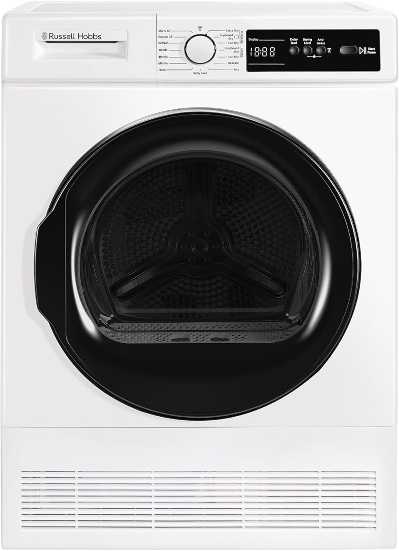 Russell Hobbs Freestanding Condenser Tumble Dryer 8kg 15 Programs LED Display