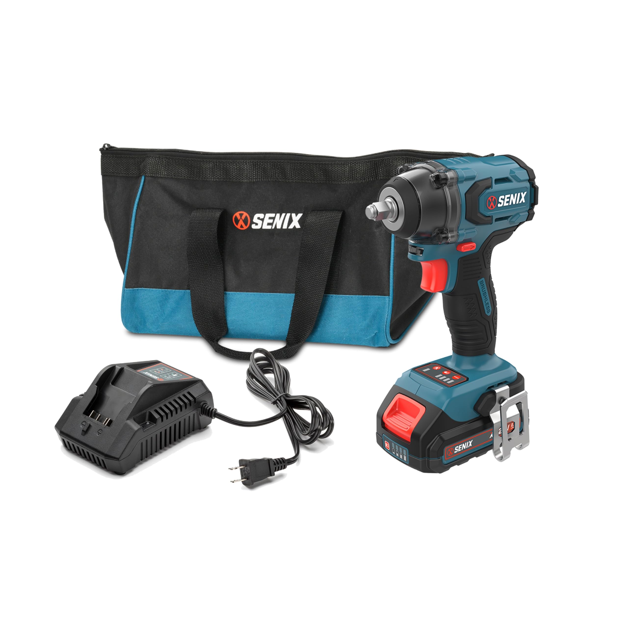 Photo 1 of SENIX X2 20 Volt Max* 3/8-Inch Cordless Impact Wrench, Brushless Motor, 365 Foot-Pounds of Max Torque, 4-Speed, Includes Storage Bag, Battery and Charger Included (PDWX2-M11)