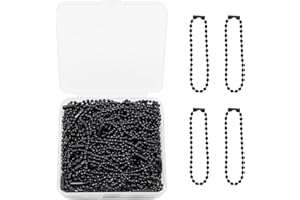 Pocoxll 100 Pcs Metal Ball Bead Chains,4.72 Inch Adjustable Keychain Beaded Chains with Connectors for DIY Crafts(Black)