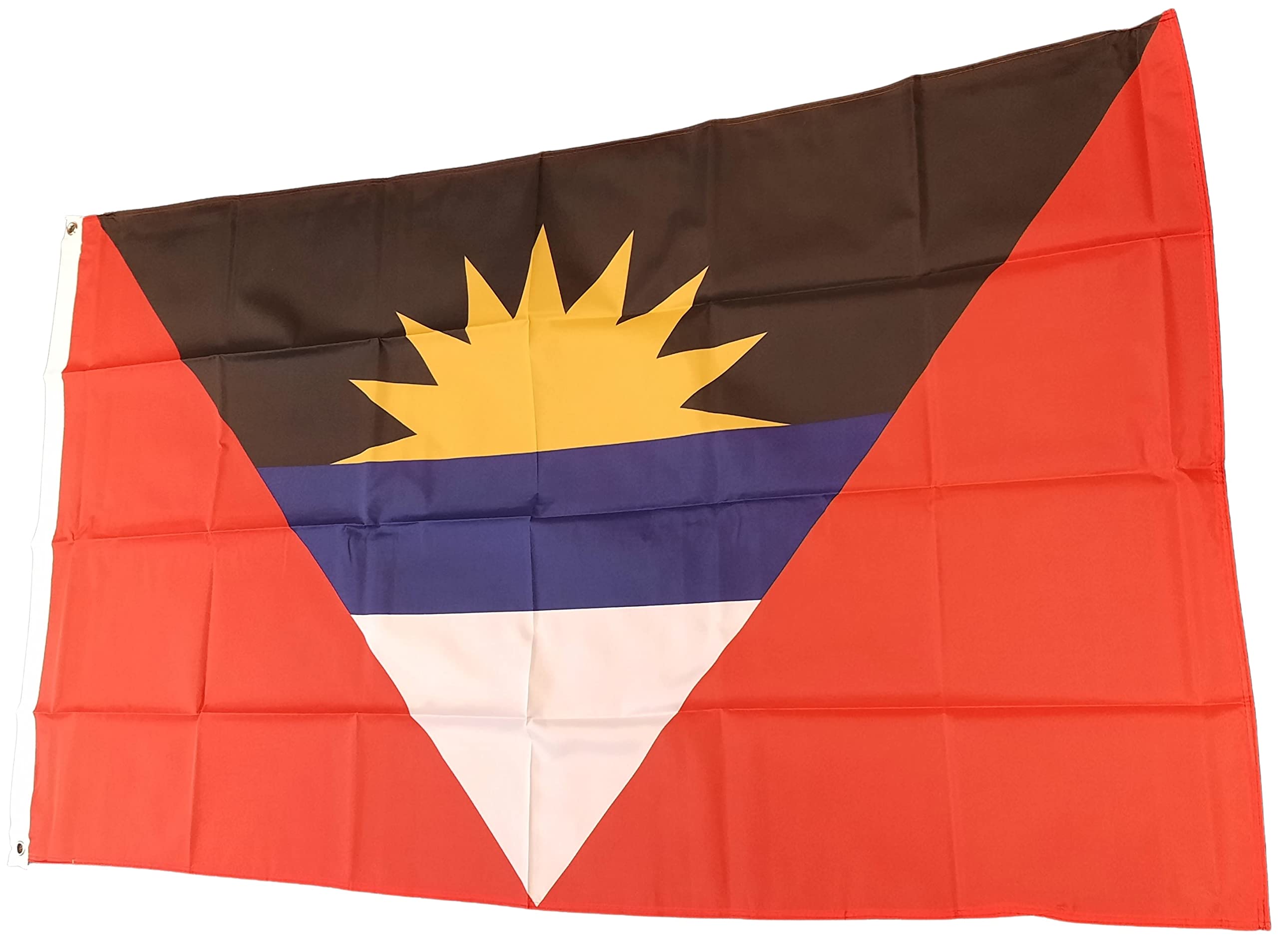 NWFlags Antigua and Barbuda Flag 5ft x 3ft 75d Premium Polyester Suitable For Flagpoles | Strong Polyester 5x3 foot material Antigua flag with Eyelets