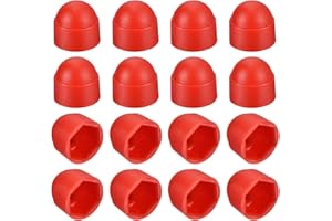 uxcell 50pcs Hex Nut Cover, M8 Red Plastic Dome Nut Protection Cap Hex Bolt Nut Covers for Hexagon Screws, Bolts