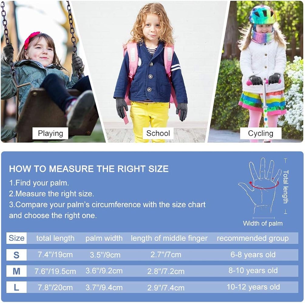 Kids Winter Gloves Boys Girls Anti-Slip Sports Cycling Gloves with Touch Screen: Clothing