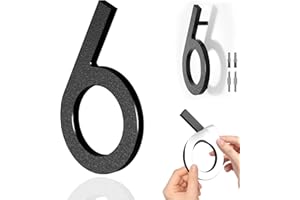 6 inch Adhesive House Numbers for Outside, Black Address Numbers for House,Modern Floating House Numbers for Outside,Easy to 