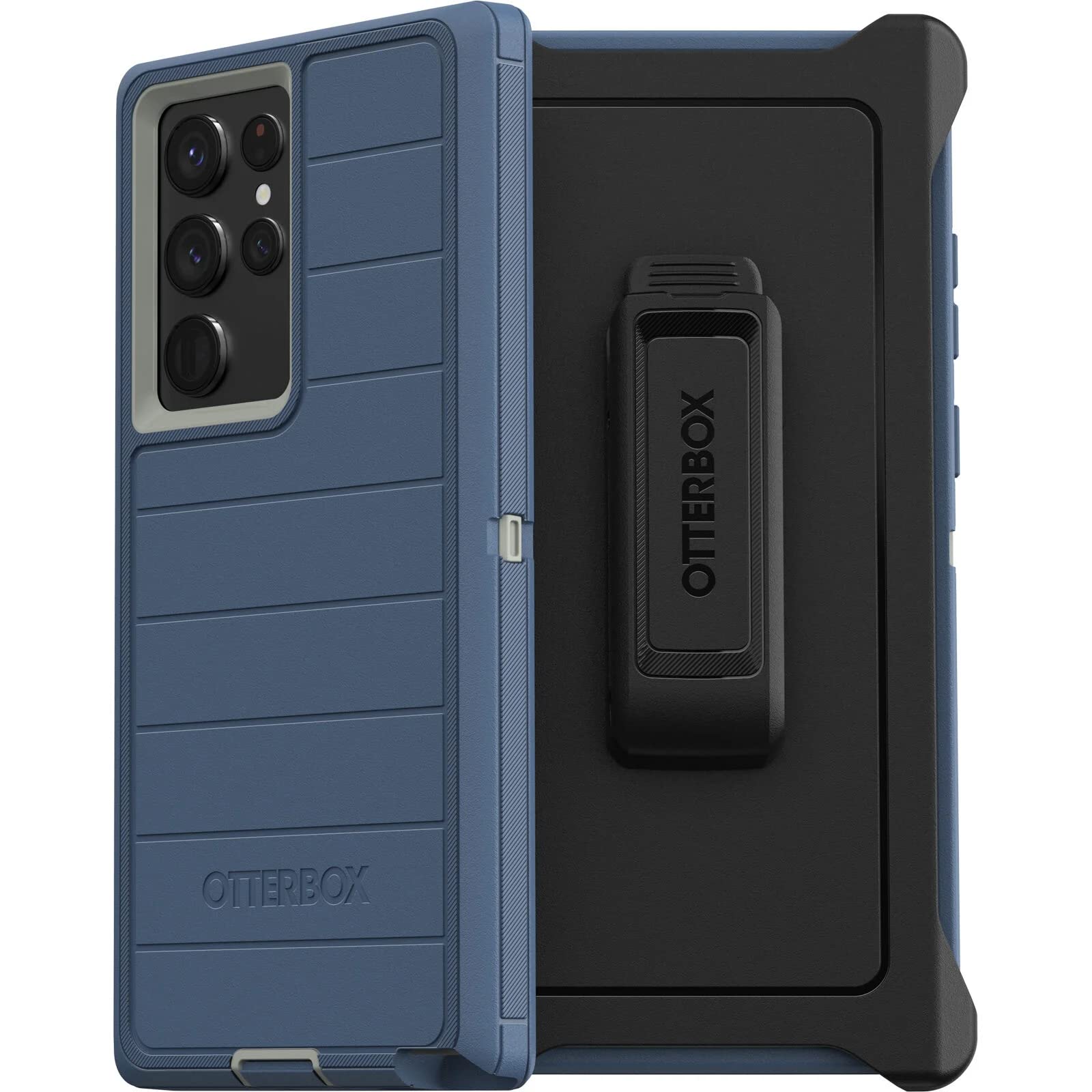 OtterBox Defender Series Case for Samsung Galaxy S22 Ultra (Only) - Holster Clip Included - Microbial Defense Protection - Non-Retail Packaging - Fort Blue
