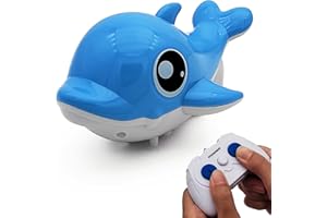 Tipmant Cute RC Dolphin Animal Toys Remote Control Boat Vehicle Car, Drive on Both Water Surface and Ground, 2.4G Frequency Rang 100 ft, Kids Birthday Gifts (Blue)