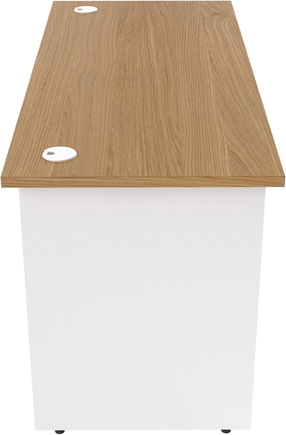 Office Hippo Heavy Duty Rectangular Office Desk with Panel Ends, 140 x 60 x 73 cm, White Legs, Oak Top, 140 cm wide - Image 4