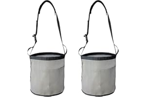 MIYABALA Horse Feed Bag, Nylon Mesh Grain Horse Feed Bucket with Adjustable Strap Comfortable Neck Pad Nose Pad and Waterproof Bottom (Grey 2P)