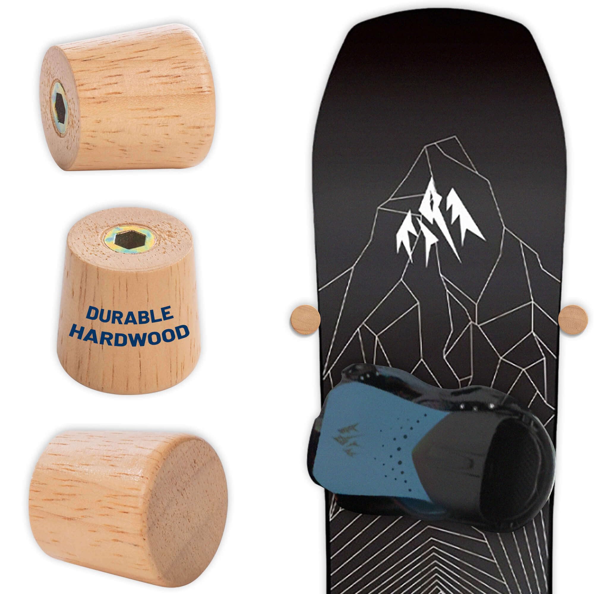 Photo 1 of Hang 11’ Snowboard Wall Mount - Hardwood Snowboard Rack Wall Mount, Snowboard Mount for Snowboard Storage, Snowboard Hanger Hooks, Snowboard Wall Mounts Display, Snowboarding Accessories & Gift