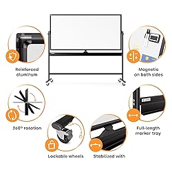 Rolling Dry Erase Board 70 x 36 - Large Portable