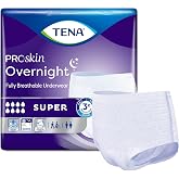 TENA ProSkin Overnight Super Protective Incontinence Underwear, Heavy Absorbency, Unisex, X-Large, ( 48 Total - 4 Pack)