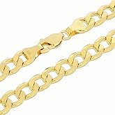 Nuragold 14k Real Yellow Gold Cuban Curb Link 7.5mm Chain Necklace (20"-30") Italian Jewelry for Men