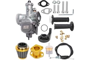 MTRPARTS VM22 Carburetor Predator 212CC 196cc CT200U KT196 Moto Mini Bike Race and Go Kart 6.5HP Baja Warrior Heat - Includes MB165 MB200 Air Filter Kit & Cable Accelerator Throttle Control Handle (yellow)