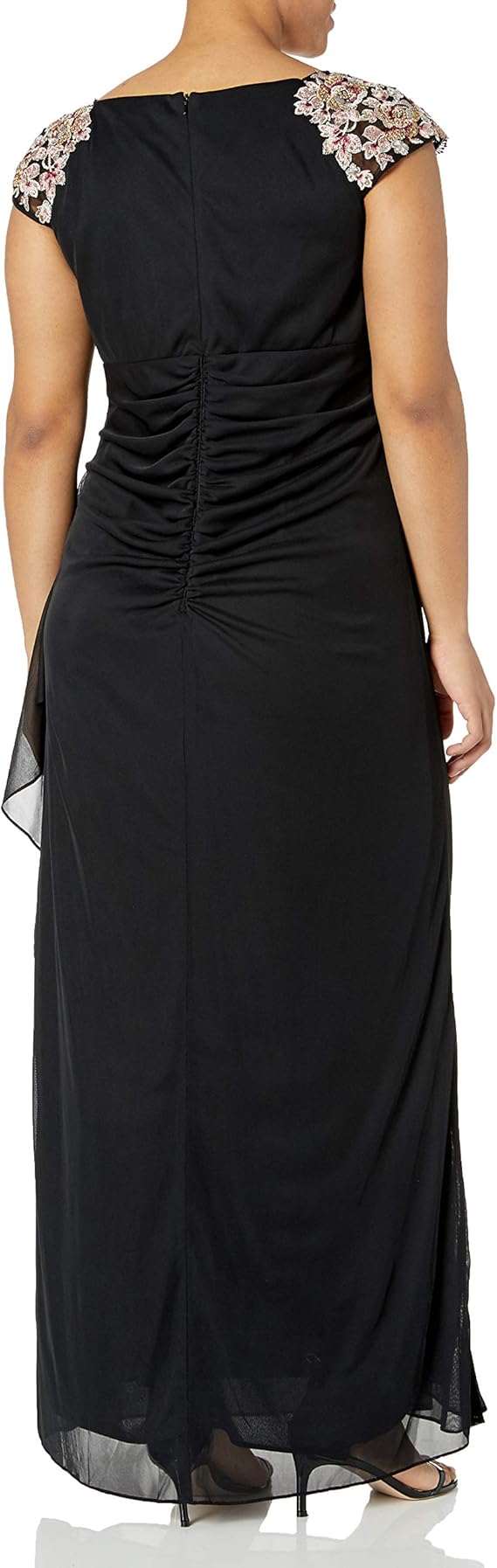 xscape plus size beaded chiffon popover dress