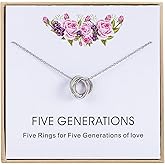 CHICLOVE Five Generations Necklace - Sterling Silver Necklace Gift for Grandmother, Mom, Daughter, Great Grandma
