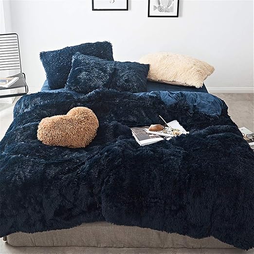 Amazon Com Moowoo 4 Pcs Luxury Shaggy Plush Bedding Sets 1