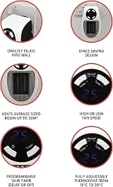 Staywarm 500W Plugin Local Heater F2210WH 15-30C 1-12h Timer 2 Speeds view 2