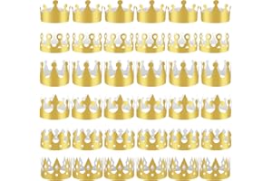 Lusy DM 36 Pieces Paper Crowns Golden Party Crowns Princess Prince Crown Kids Birthday Party King Hats for Kids Adults