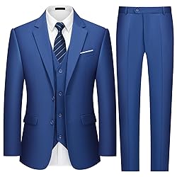 MAGE MALE Mens Two Button 3-Piece Suits Slim Fit