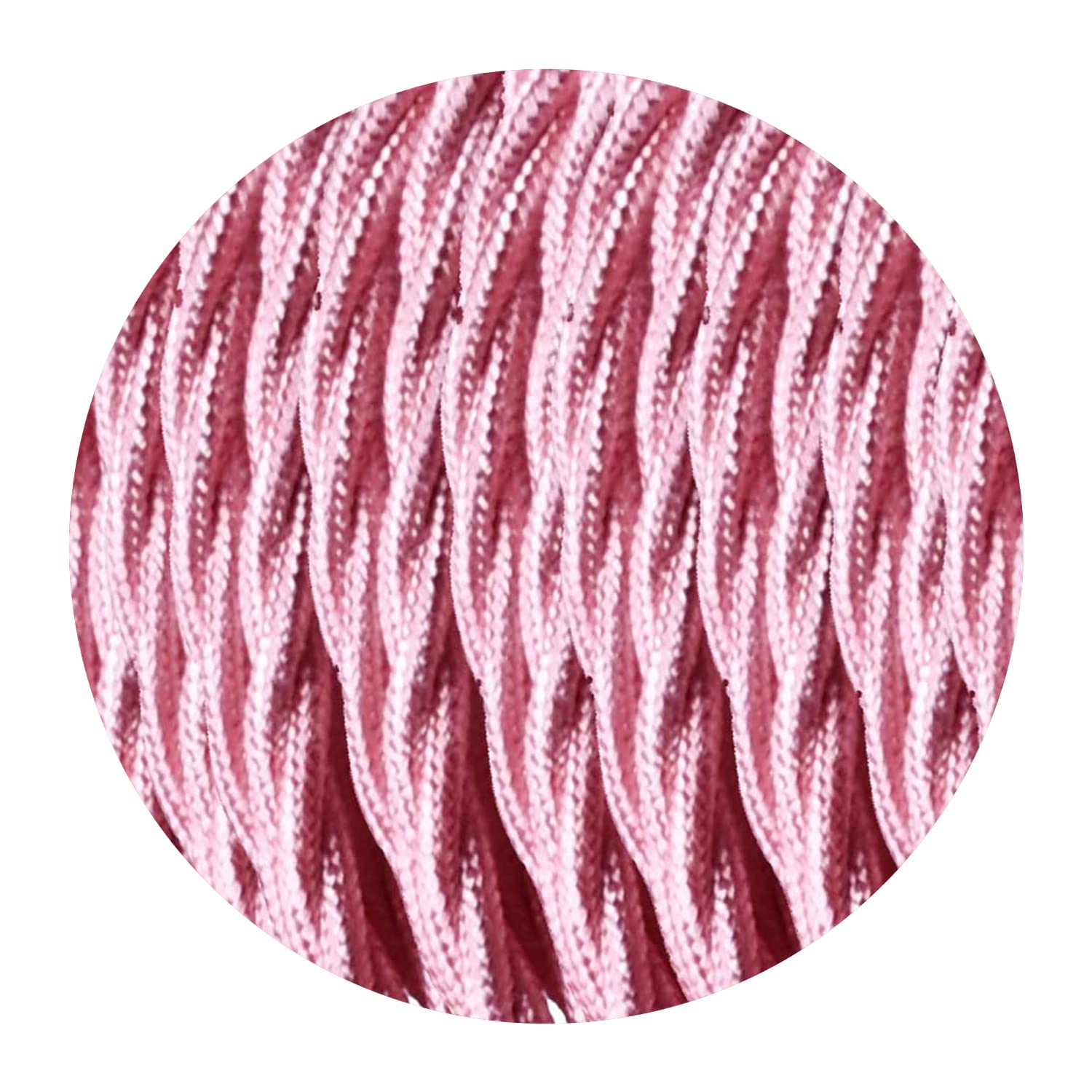 LEDSone 5 Meters Vintage Shiny Pink Braided Flex Cable, 3 Core Twisted Fabric Electrical Cable for DIY Industrial Ceiling Lights